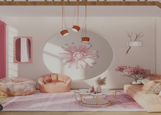 Barbie’s Rustic Pink Sun Room Design Rendering