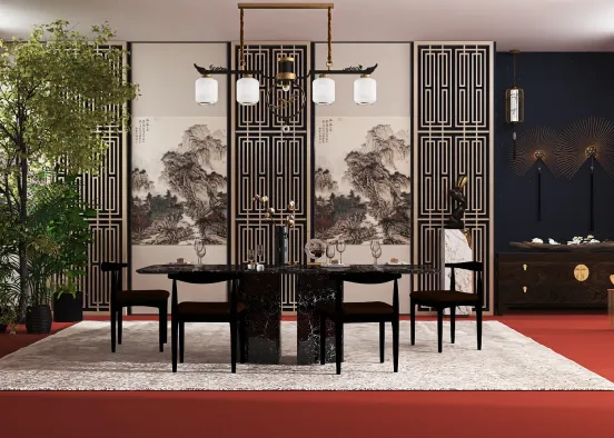 Dinner Room Oriental  Design Rendering