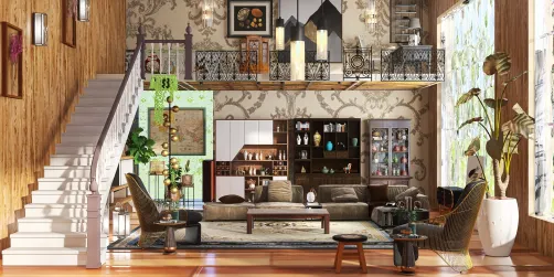 half loft office in cabin home