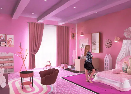 Pink Room Design Design Rendering