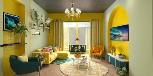 Yellow/Green Living Room 