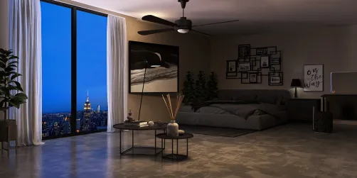Dark apartment bedroom 
