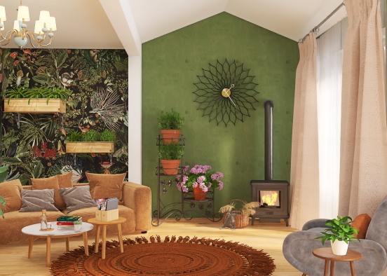 Botanical Living Room Design Rendering