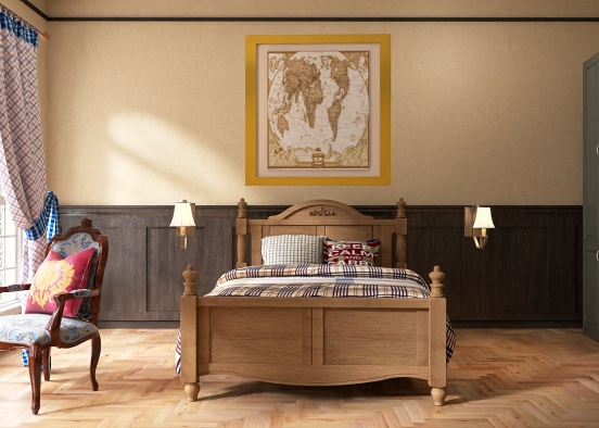 Country Bedroom  Design Rendering