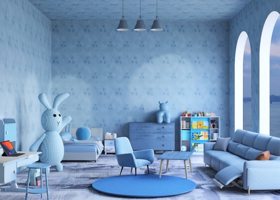 A Blue Kids room Design Rendering