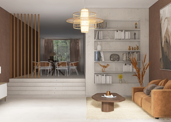Living Room + Dining Room  Design Rendering
