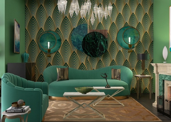 Art  Deco. Living Room Design Rendering