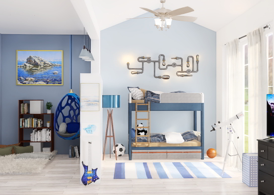 Blue boys bedroom  Design Rendering
