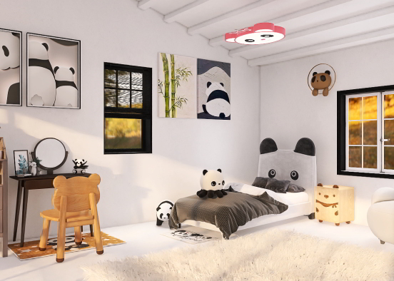 Panda bed room Design Rendering