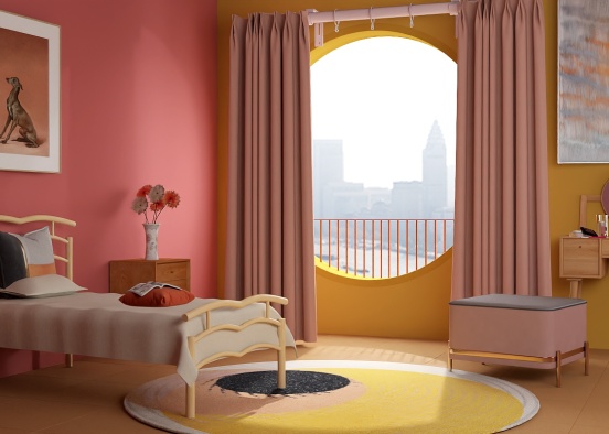Tanya's Peach Fuzz Bedroom  Design Rendering