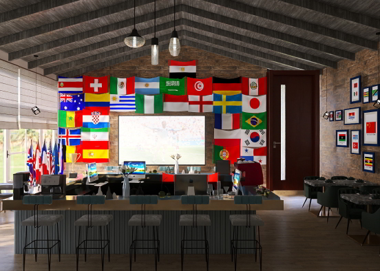 Watch world cup and enjoy in our cafe ⚽ Design Rendering