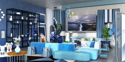Love a blue living room 