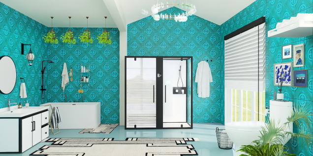 Blue retro bathroom 🚽 💙