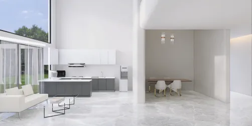 Cozinha chique - Branca com cinza. 