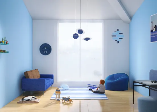 habitación infantil azul Design Rendering