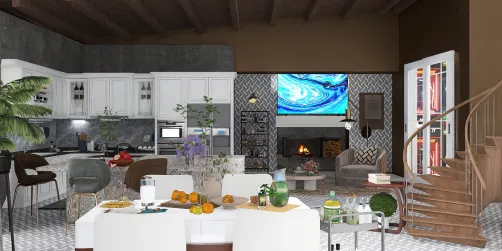 Gran cocina con motivos geométricos