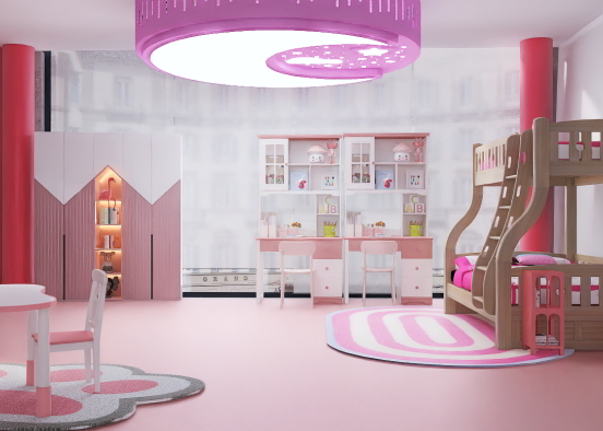 Here is a pink shared room Design Rendering