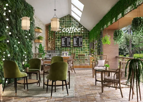 Cozy Green Café Design Rendering