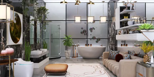Large glass bathroom 