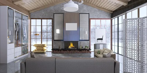 Snowy Artic fox sleeve room in Seoul outskirts 