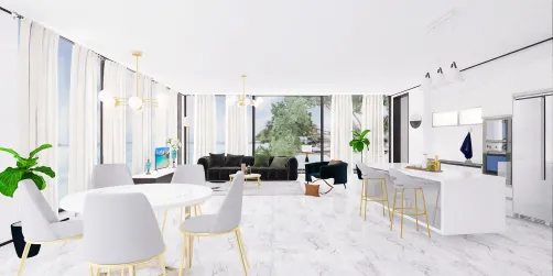 Salón y cocina 🤍💙