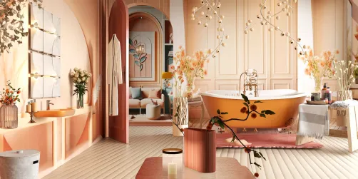 Peach bathroom