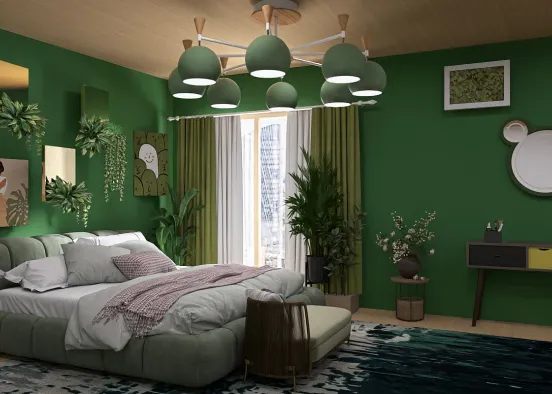 green themed bedroom
 Design Rendering