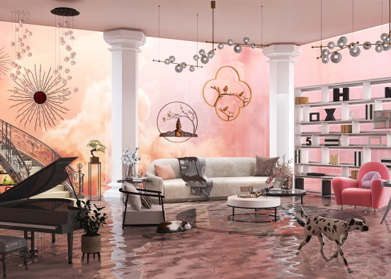 Luxury livingroom Design Rendering