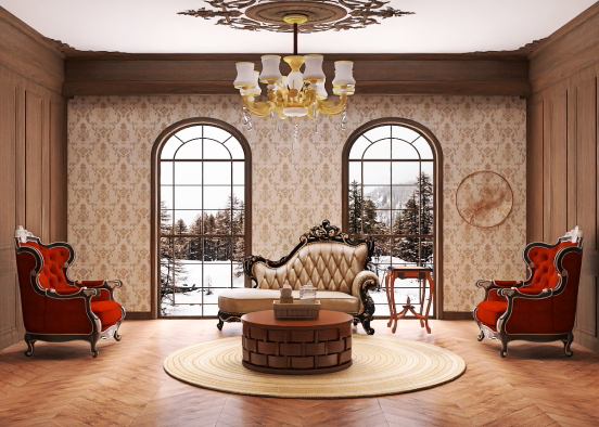 Victorian Living Room Design Rendering