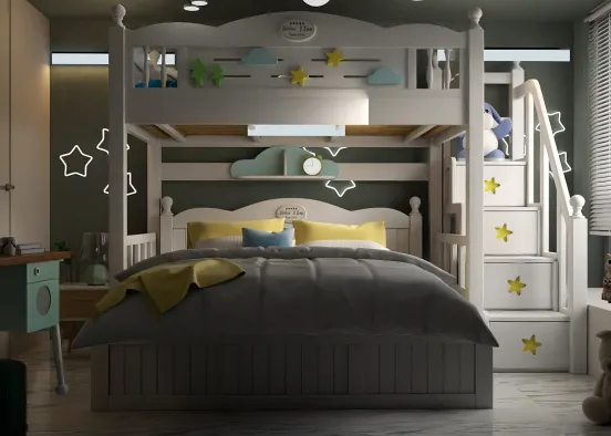 Teen and Toddler shared bedroom
 Design Rendering