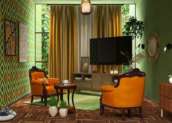 Greenry living room Design Rendering