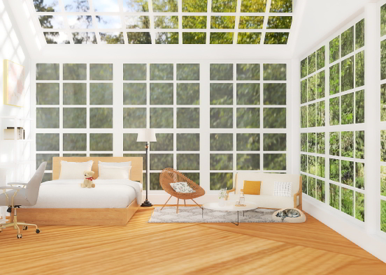 Pastel bedroom and living room Design Rendering