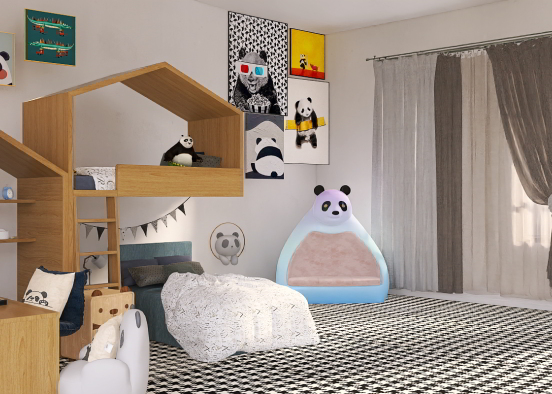 children's panda room Design Rendering