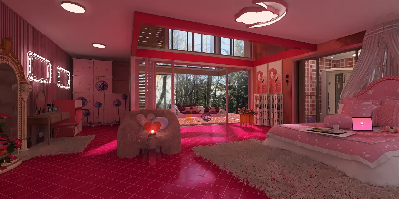 a room with a large red carpet and a large red rug 