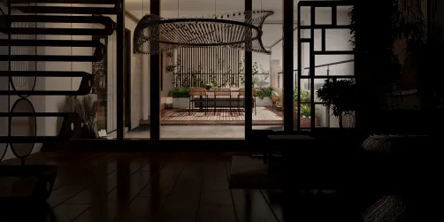 Wooden interior and terrace 