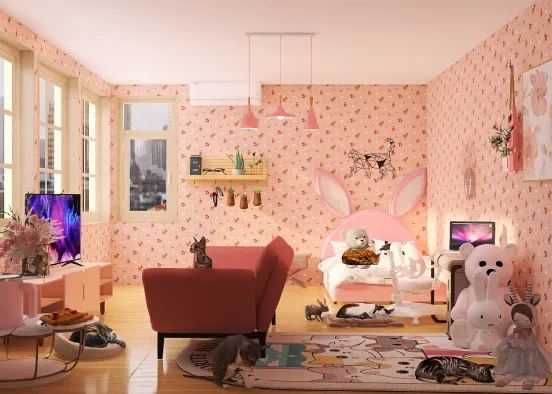 Pinkybedroomwithanimals Design Rendering