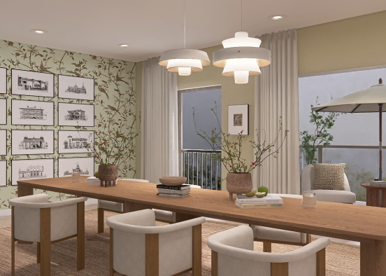 Organic Modern Dining Room Design Rendering