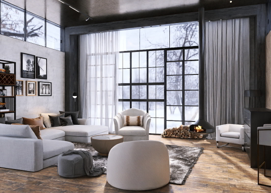 Modern living room (Winter). Design Rendering