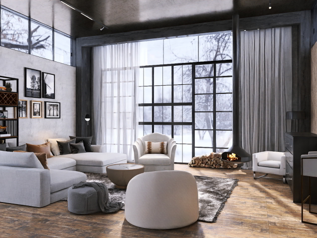 Modern living room (Winter).