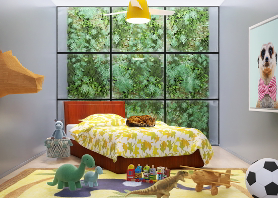 A little boys forests themed bedroom Design Rendering