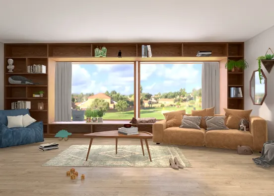 family living room Design Rendering