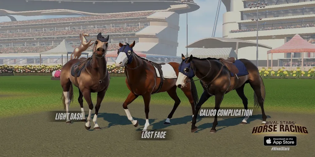 two horses are racing on a track in a city 