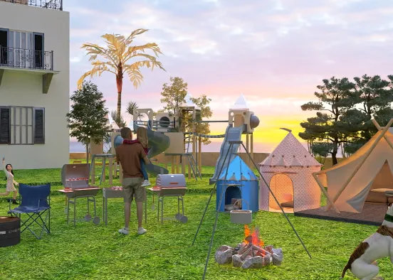 Family camping trip in the backyard  Design Rendering