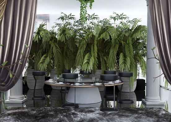 luxury dining with internal garden
 Design Rendering