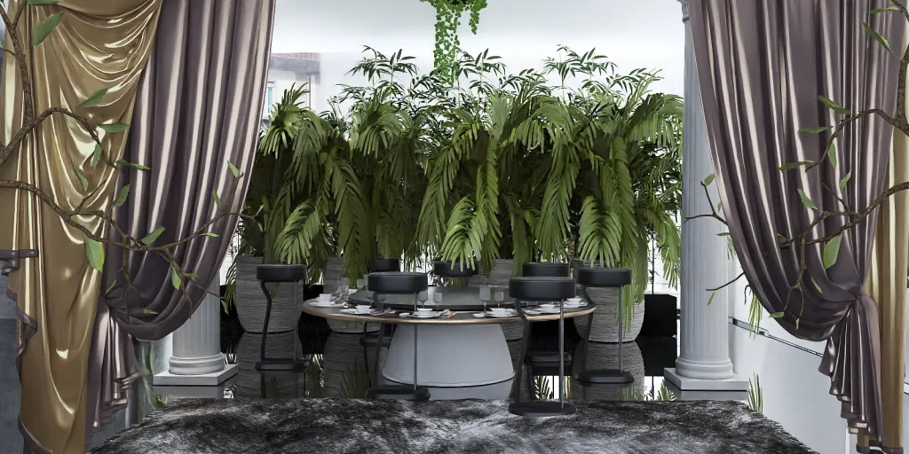 a table with plants and flowers in it 