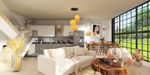 Kitchen, dining and living room 