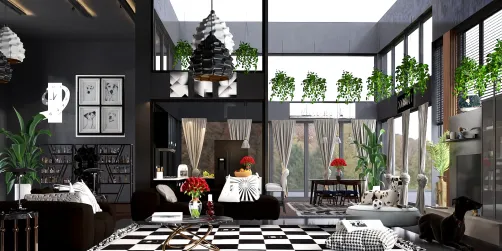 Open Concept Living and Kitchen 🖤🤍