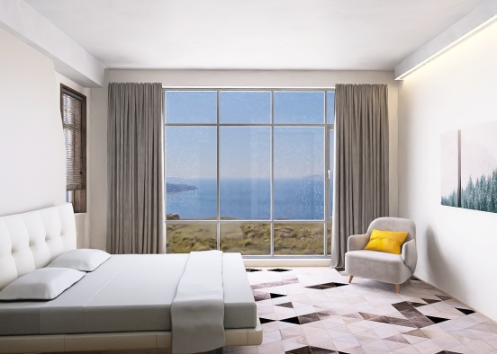 A bedroom with a sea view  Design Rendering