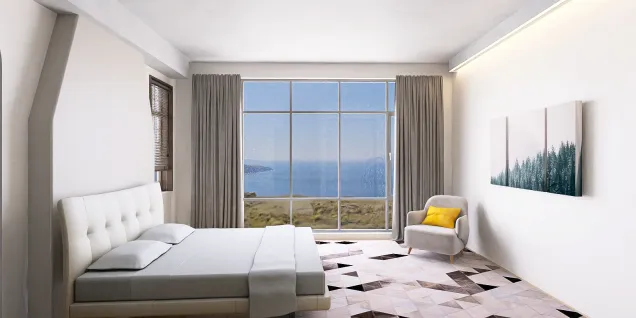 A bedroom with a sea view 