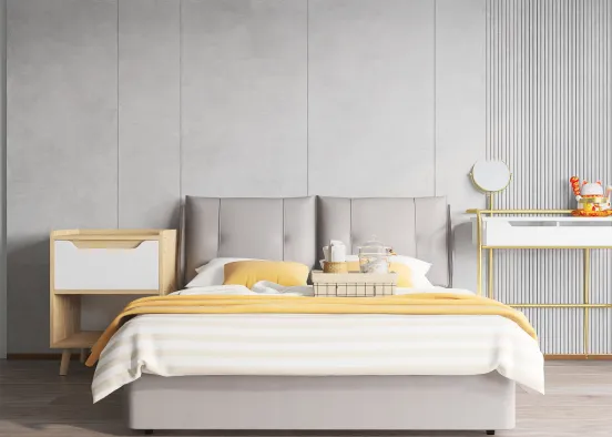 Yellow style bedroom Design Rendering